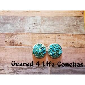 Faux turquoise  conchos, round replacement conchos, saddle conchos, screwback